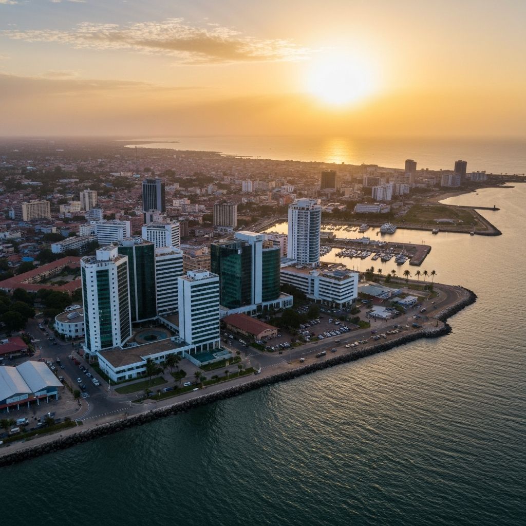 Dar es Salaam skyline at sunset